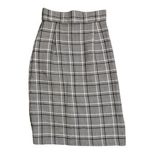 Vintage 90s Danielle B High Waist Black White Checked Skirt Women's Small Midi